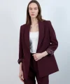 Leopar Astarlı Şal Yaka Blazer Ceket - Mürdüm