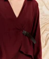 Kemer Detaylı Modal Kumaş Gömlek Bluz-Bordo