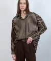 Çizgili Gömlek - Siyah Camel