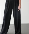 Beli Lastikli Bol Paça Siyah Pantolon