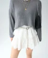 Kayık Yaka Merserize İnce Triko-Gri