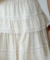 Dantel Detay Pileli Mini Şort Etek-Ekru
