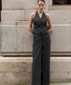 Çizgili Yelek Pantolon Takım-Siyah