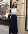 Premium Seri Kırışık Uzun Etek-Lacivert