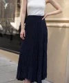 Premium Seri Kırışık Uzun Etek-Lacivert