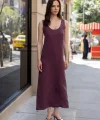 Modal Kolsuz Uzun Elbise-Bordo