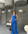 TAŞ DÜĞME MAVİ YELEK PANTOLON TAKIM 