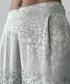 Leopar Desenli Saten Pantolon-Ekru