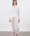 Modal Kumaş Gömlek Pantolon İkili Takım-Beyaz