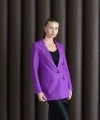 Yün Efekt Tek Düğme Mor Blazer Ceket