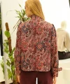 Etnik Desen Kısa Ceket-Bordo