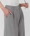 Bol Paça Palazzo Kumaş Pantolon Gri