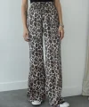 LEOPAR DESENLİ DÖKÜMLÜ PANTOLON BEJ