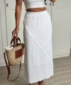 MİDİ BOY ASTARLI KETEN ETEK BEYAZ