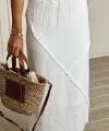 MİDİ BOY ASTARLI KETEN ETEK BEYAZ