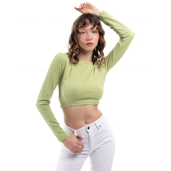 Sırt Dekolteli Yeşil Bluz