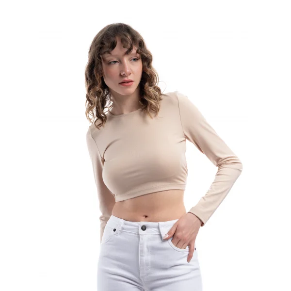 Sırt Dekolteli Ekru Bluz