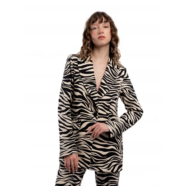 Zebra Desen Premium Kumaş Ceket Pantolon Takım