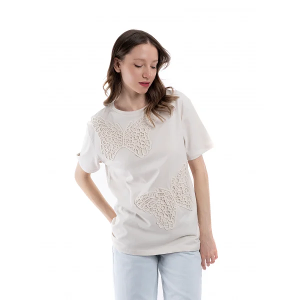 Kelebek Desenli Pamuk Orjinal Tişört