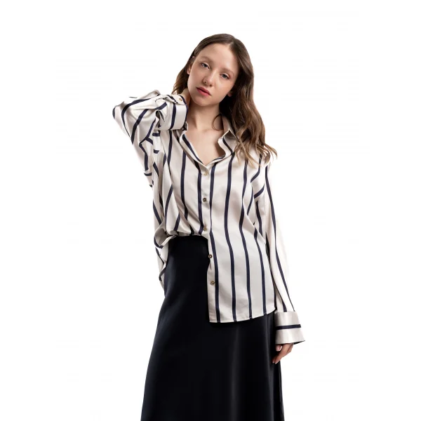 Çizgili Saten Gömlek