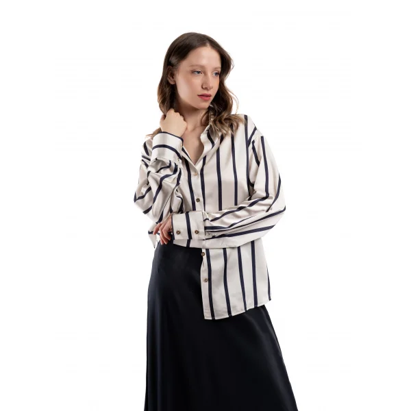 Çizgili Saten Gömlek