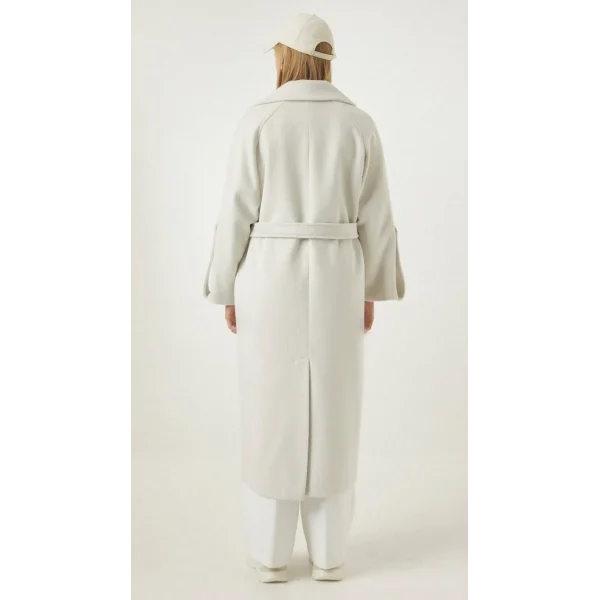 Premium Model Kol Detay Yün Kaban Krem