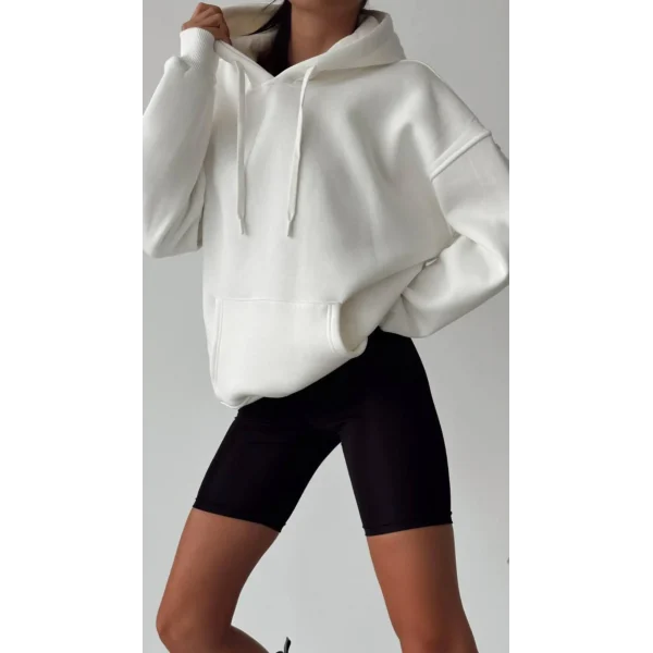 BEYAZ KAPÜŞONLU SWEATSHİRT