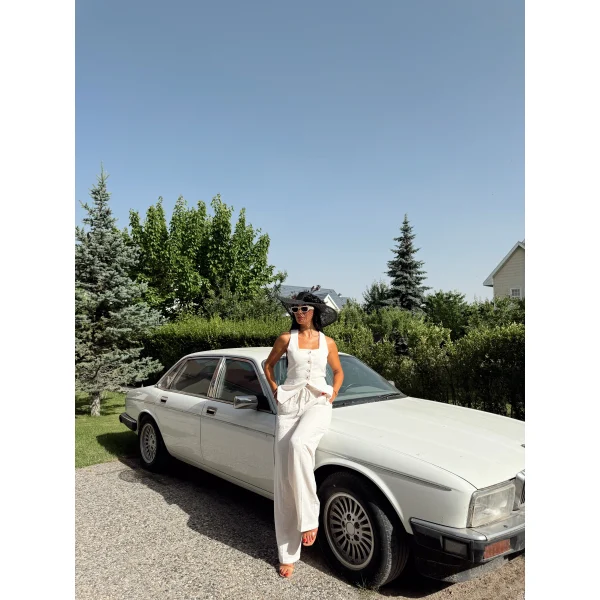 KETEN YELEK PANTOLON TAKIM BEYAZ