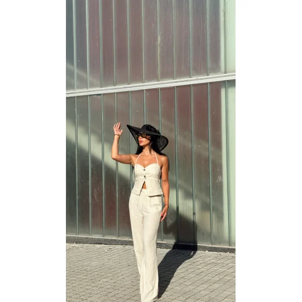 İP ASKILI KETEN BÜSTİYER