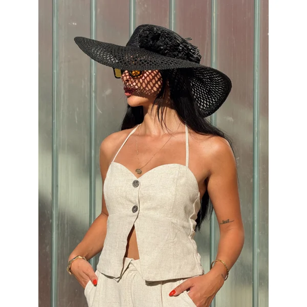 İP ASKILI KETEN BÜSTİYER