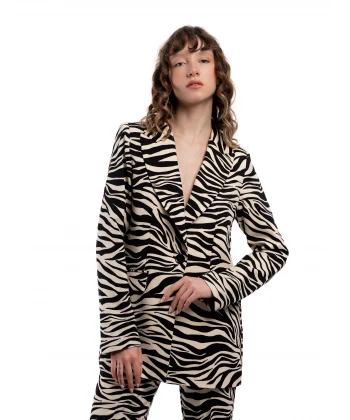 Zebra Desen Premium Kumaş Ceket Pantolon Takım