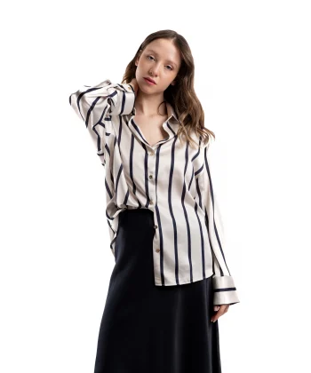 Çizgili Saten Gömlek
