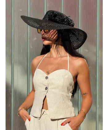 İP ASKILI KETEN BÜSTİYER