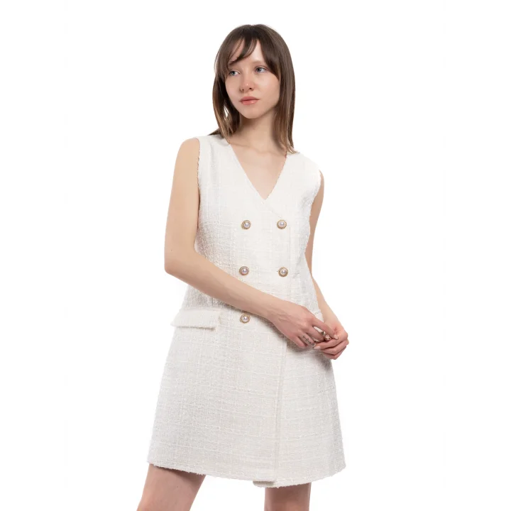 Zara Düğme Detaylı Beyaz Tüvit Gömlek Elbise