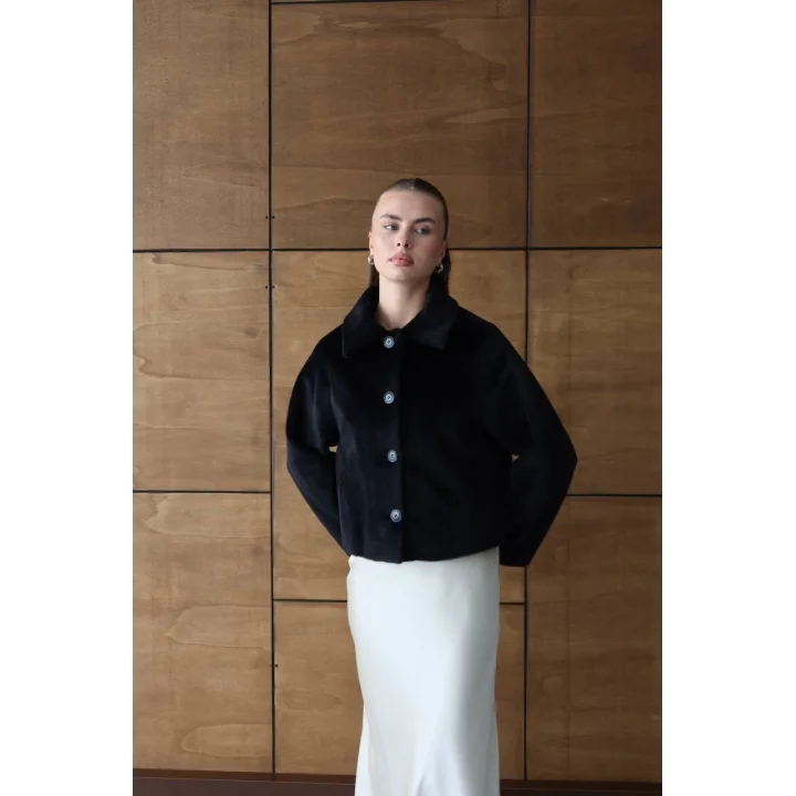 Mila Kürk Ceket-Siyah