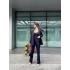 Crop Blazer Ceket Pantolon Takım Lacivert