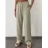BELİ LASTİKLİ KETEN PANTOLON YEŞİL