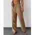 BELİ LASTİKLİ KETEN PANTOLON KAHVE