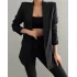 Atlas Kumaş Büzgü Kol Tam Kalıp Siyah Blazer Ceket