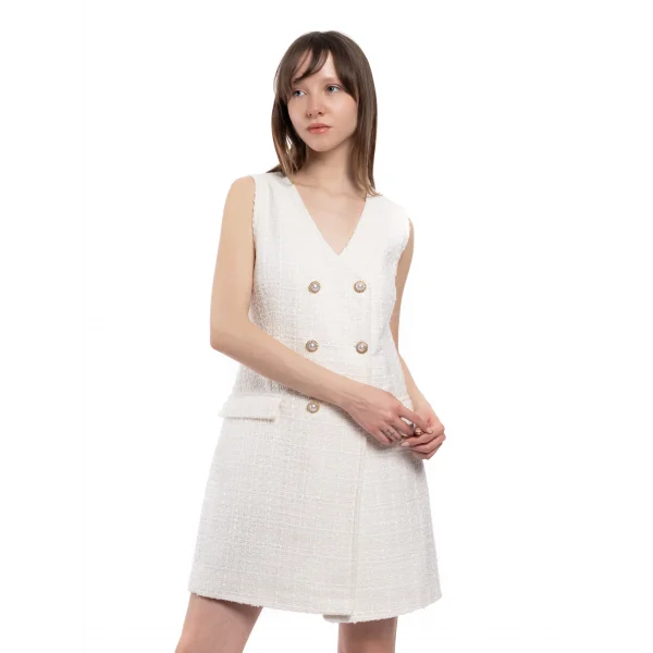 Zara Düğme Detaylı Beyaz Tüvit Gömlek Elbise