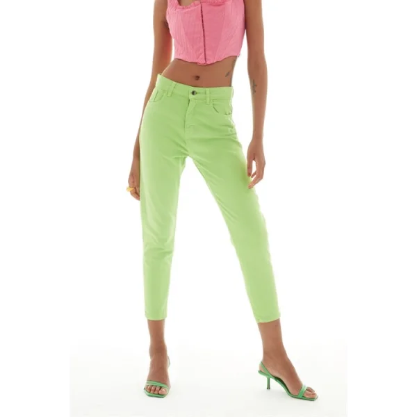 Gabardin Mom Jean Neon Yeşil