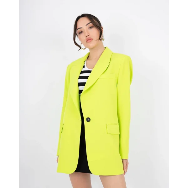 Neon Tek Düğme Astarlı Blazer Ceket