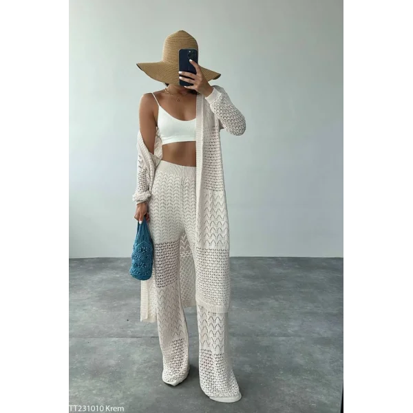 Ajur Uzun Hırka Pantolon Takım