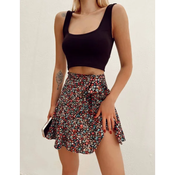 Karışık Desenli Şort Etek