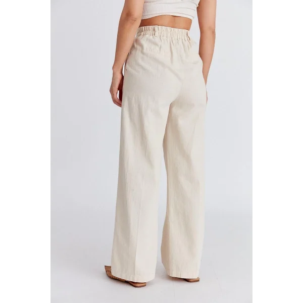 EKRU KALIN KETEN PALAZZO PANTOLON