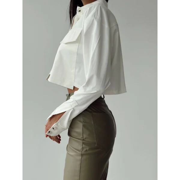 YÜKSEL BEL DERİ PANTOLON HAKİ