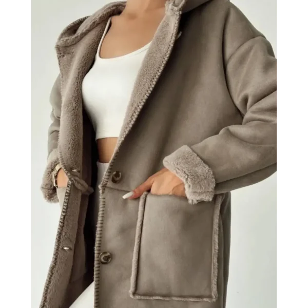 PREMİUM KAPÜŞONLU İÇİ KÜRKLÜ NUBUK KABAN