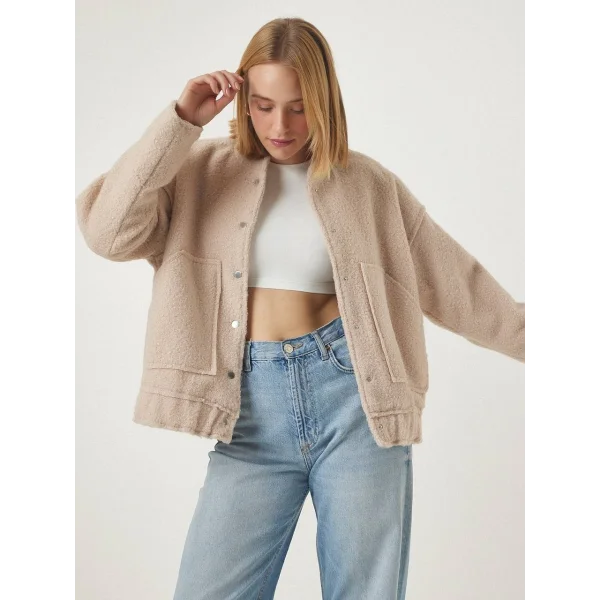 EKRU BUKLET BOMBER CEKET