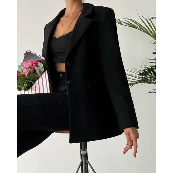 İTHAL KUMAŞ SİYAH KAŞE CEKET