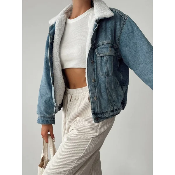 KÜRKLÜ KALIN DENİM CEKET